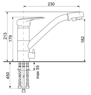 Смеситель для кухни Ulgran Classic U-010-308 с дополнительным краном для питьевой воды чёрный